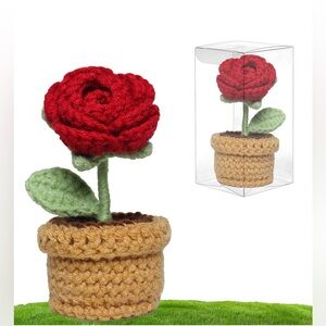 Handmade Crochet Rose in Pot